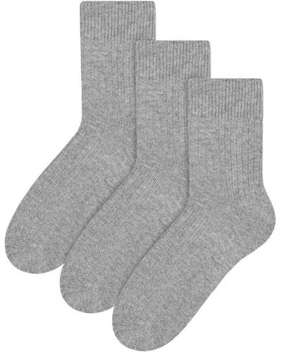 Steve Madden 3 Paar Multipack Dames Wol Gebreide Sokken | Warme Kousen Jurk Sokken - Grijs
