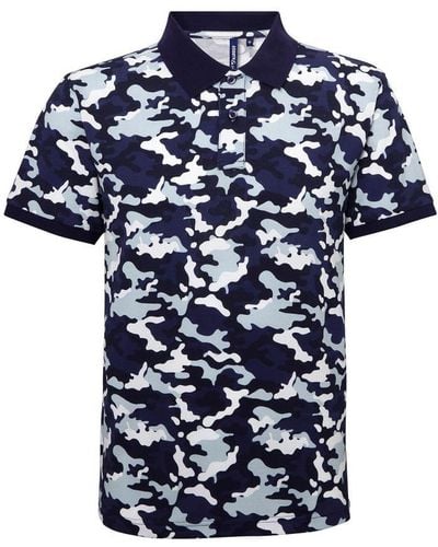 Asquith & Fox Short Sleeve Camo Print Polo Shirt (Camo) - Blue