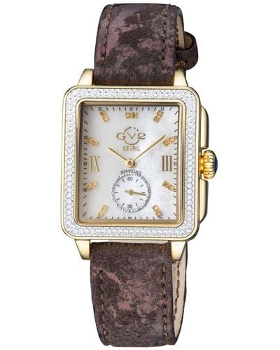 Gv2 9256 Bari Swiss Quartz Diamond Watch - Brown