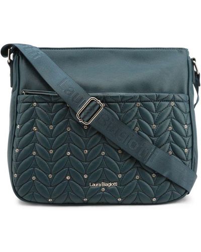 Laura Biagiotti Adjustable Strap Synthetic Across-Body Bag With Multiple Pockets - Blue