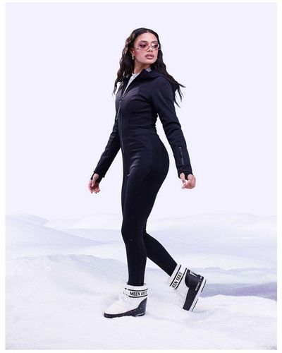 ASOS 4505 Ski Belted Ski Suit With Skinny Leg And Hood - White