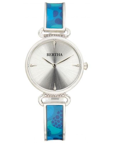 Bertha Katherine Enamel-Designed Bracelet Watch - Blue