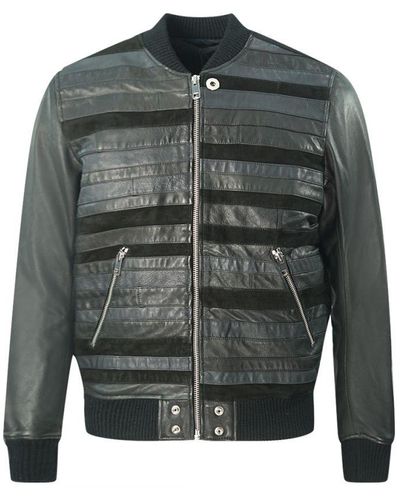 DIESEL L-Roger Biker Leather Jacket - Grey