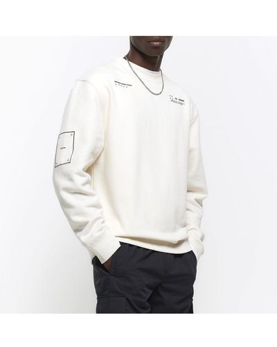 River Island Sweatshirt Regular Fit Graphic Patch - White