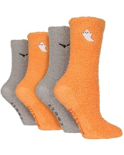 Wildfeet 4 Pack Ladies Bed Socks - Orange