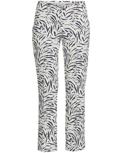 ROSNER Cropped Slim Fit Broek Alisa Met Zebraprint Ecru/donkerblauw - Wit