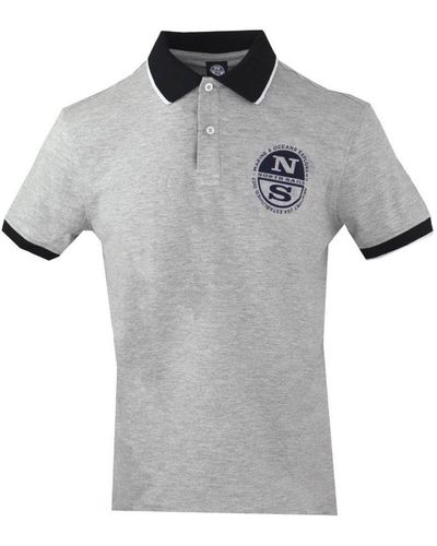 North Sails Ns Colour Block Grey Polo Shirt Cotton