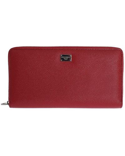 Dolce & Gabbana Red Dauphine Leather Zip Rond Continental 's Wallet - Rood