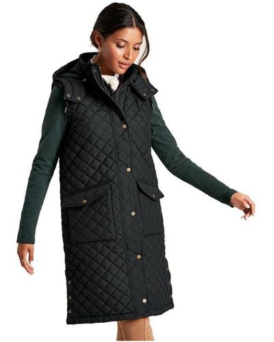 Joules Chatsworth Quilted Longline Gilet Bodywarmer - Black