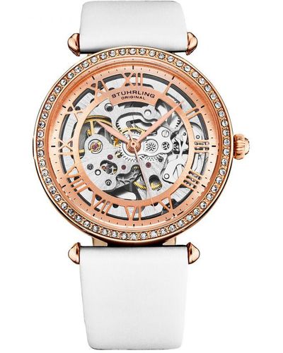 Stuhrling Luxe Automatic 4022 38Mm Skeleton - White