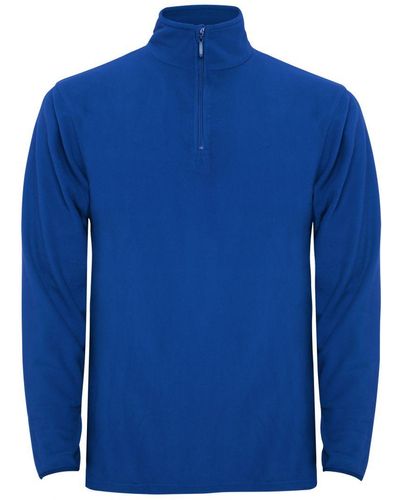 Roly Extra Warm Lightweight Half Zip Slim Fit Micro Fleece Jacket Top - Blue