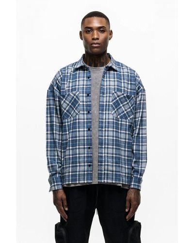 Good For Nothing Flannel Blue Shirt Wool