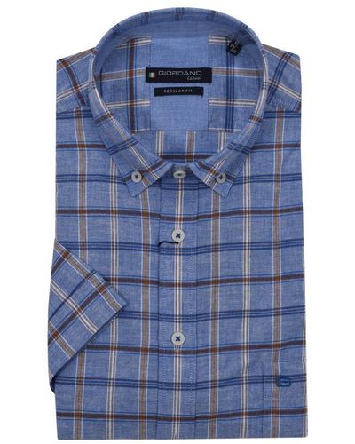 Giordano Regular Fit Checl Shirt Check - Blue