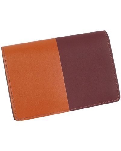 Hermès Vintage Manhattan Card Case Orange Calf Leather - Red