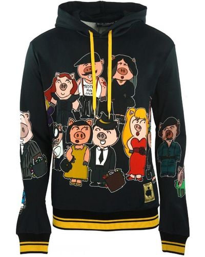 Dolce & Gabbana Black Pig Of The Year Sweater Met Capuchon - Zwart