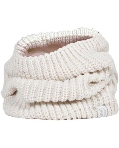 Heat Holders Ladies Thick Winter Warm Fleece Lined Chunky Knit Thermal Neck Warmer - White