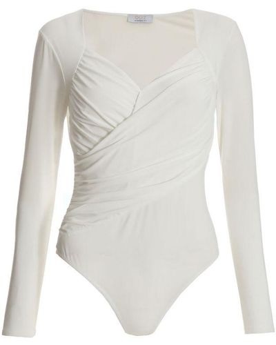 Quiz Wrap Long Sleeve Bodysuit - White