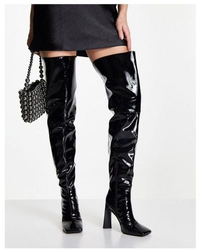 ASOS Kensington High-Heeled Square Toe Over The Knee Boots - Black