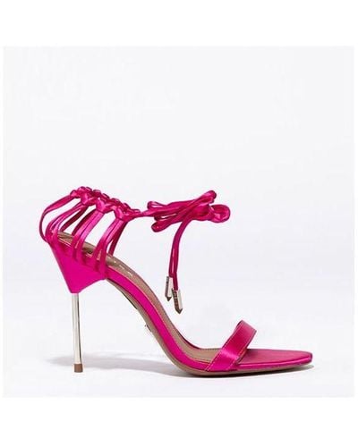 Reiss Womenss Zhane Satin Strap Heeled Sandals - Pink