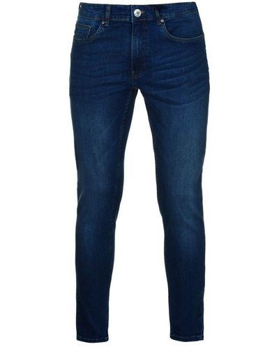 Firetrap Skinny Jeans Tonal Stitching Denim Trousers Casual Trousers Bottoms - Blue