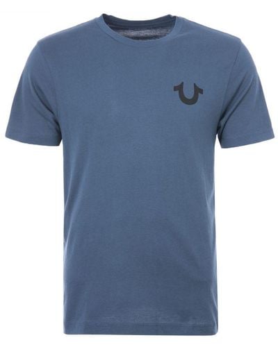 True Religion Men's Monotone Buddha Logo Crew Neck T-shirt In Blue - Blauw