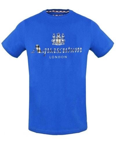 Aquascutum Klassiek Geruit Logo Blauw T-shirt