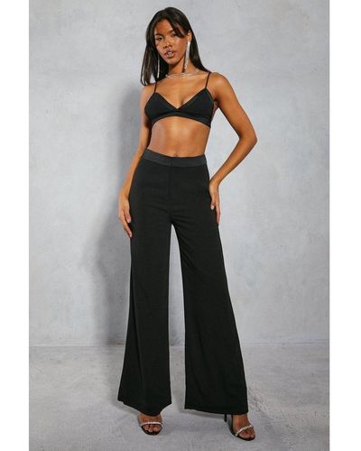 MissPap Satin Trim Top And Trouser Co-ord - Black
