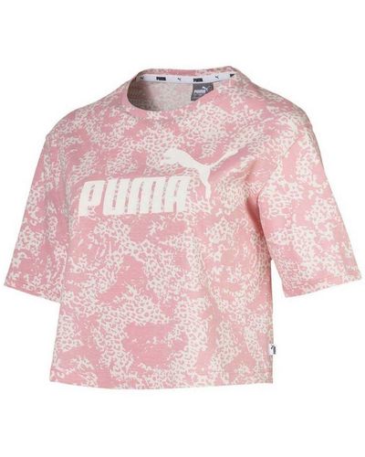 PUMA Elevated Essentials Cropped Logo Aop T-Shirt Top 580392 94 - Pink