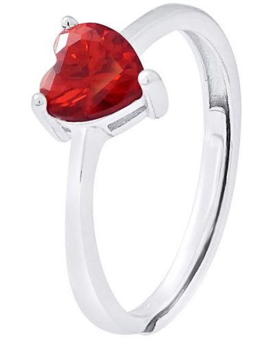 Lova - Lola Van Der Keen Crystal Red Silver 925 Crystal Ring Verstelbaar - Rood