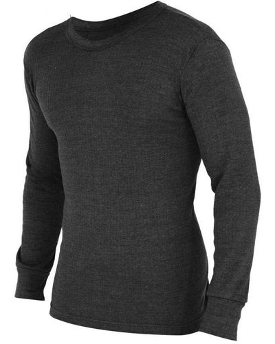 floso Thermisch Ondergoed Lange Mouwen T-shirt Top (standard Range) (houtskool) - Zwart
