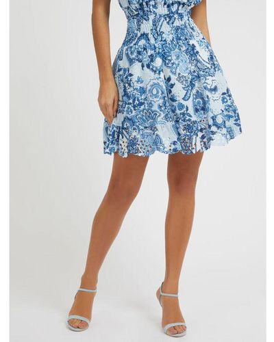 Guess Peggy Printed Mini Skirt - Blue