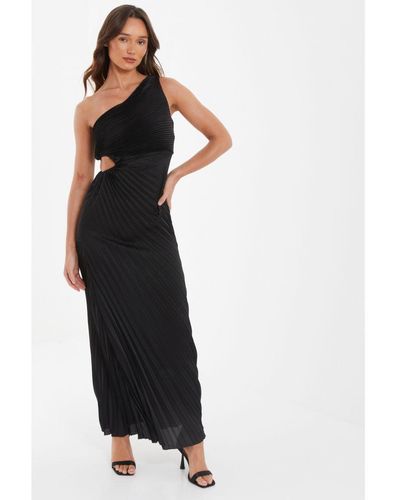 Quiz One Shoulder Pleated Maxi Dress - White