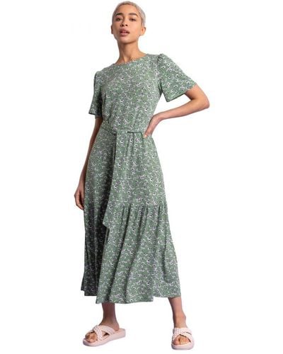D.u.s.k Ditsy Daisy Print Belted Dress - Green