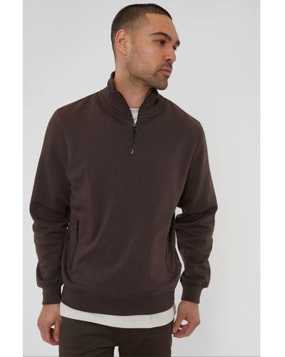 Threadbare 'Expresso' Quarter Zip Sweatshirt - Grey