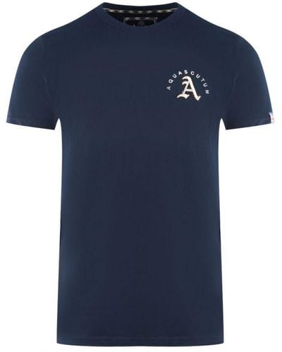 Aquascutum London Embroidered A Logo T-Shirt - Blue