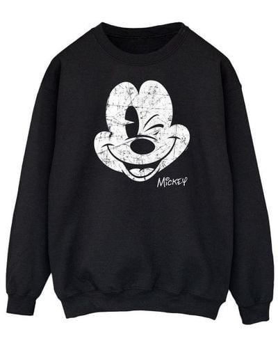 Disney Mickey Mouse Face Sweatshirt () - Black