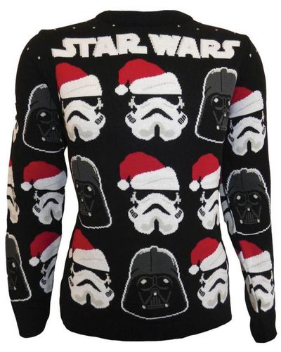Star Wars Adult Vader And Trooper Face Knitted Christmas Sweatshirt - Black
