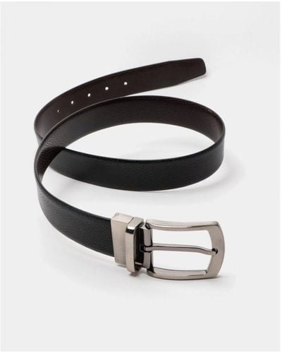 Oswin Hyde Tom Reversible Leather Belt - White