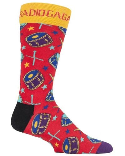 Happy Socks Official Licensed Rock Queen Colour Block Patterned - Red