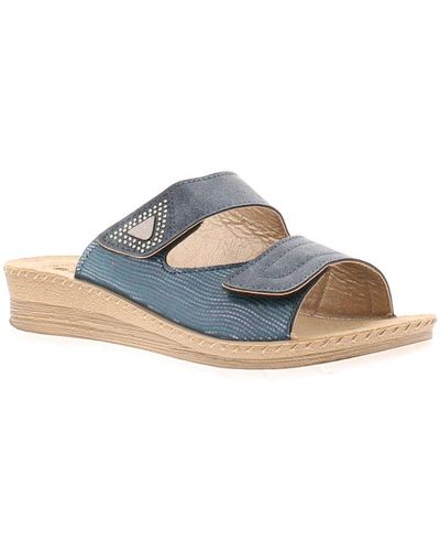 Inblu Wedge Sandals Mules Intrigue Slip On - Blue