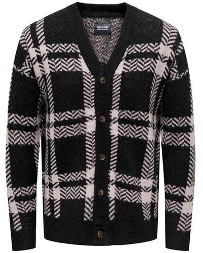 Only & Sons ’S Jumpers Long Sleeve Check Knitted Jumper - Black