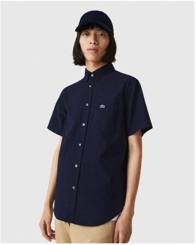 Lacoste Men's Regular Fit Cotton Shirt In Navy - Blauw
