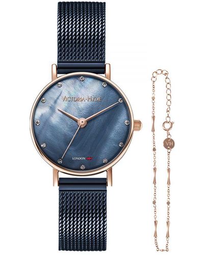 Victoria Hyde London Watch Gift Set Loughton Pearl - Blue