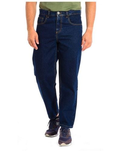 La Martina Long Trousers With Straight Cut Hems And Belt Loops Tmt010-dm069 Man Cotton - Blue