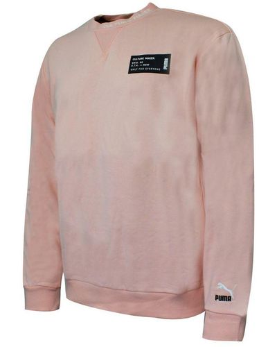 PUMA Culture Maker Crew Sweatshirt Logo Jumper 597910 54 Textile - Pink