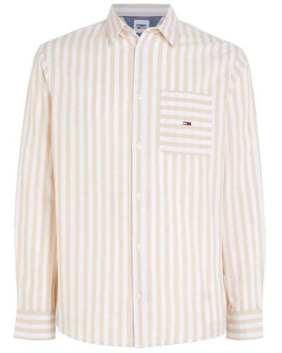 Tommy Hilfiger Gestreept Slim Fit Overhemd Met Biologisch Katoen Trench Stripe - Wit