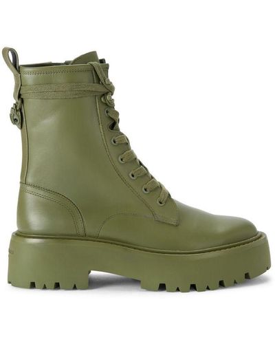 Kurt Geiger Leather Matilda Lace Up Boots Leather - Green