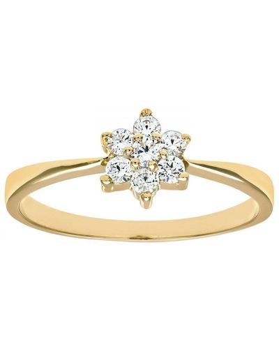 DIAMANT L'ÉTERNEL 9ct Yellow Gold Ladies Stone Set Daisy Cluster Ring - White