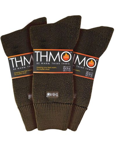 THMO 3 Pack Multipack Thick Winter Warm Socks With Comfort Top - Brown
