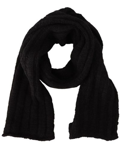 Dolce & Gabbana Black Virgin Wool Gebreide Warmer Shawl Dames Sjaal - Zwart